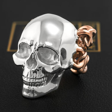14k Two Tone Gold Skull Ring